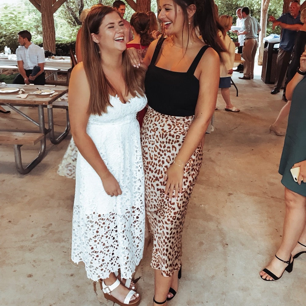 Free People Normani Leopard Print Midi Satin Skirt